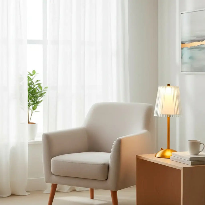 luminaria-de-mesa-dourada-iluminando-e-dando-brilho-a-um-canto-de-leitura-aconchegante-com-decoracao-leve-moderna-e-acessivel