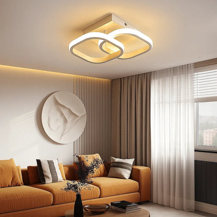 luminaria-de-teto-plafon-branco-led-duplo-iluminando-sala-moderna-com-decoracao-sofisticada